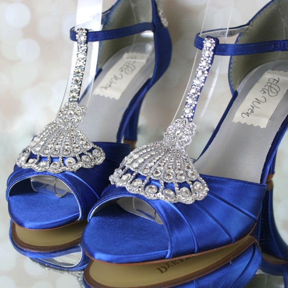 Bruiloft Schoenen Blauwe Bruiloft Schoenen Vintage Bruiloft - Etsy Nederland
