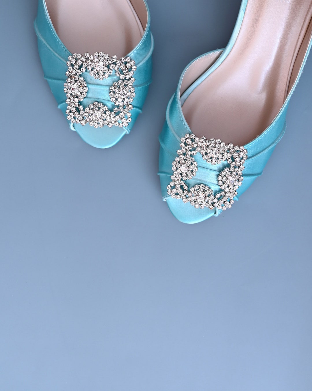 Algo zapatos de boda azules, tacones de novia simples, zapatos de - Main Image