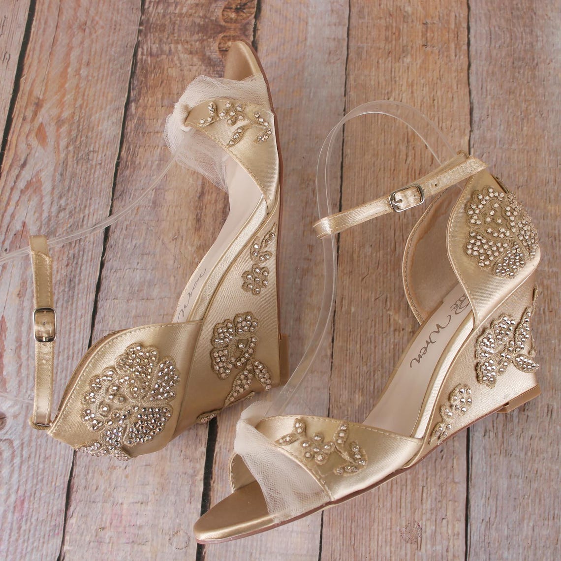 Champagne Wedding Shoes Vintage Wedding Art Deco Wedding image 4