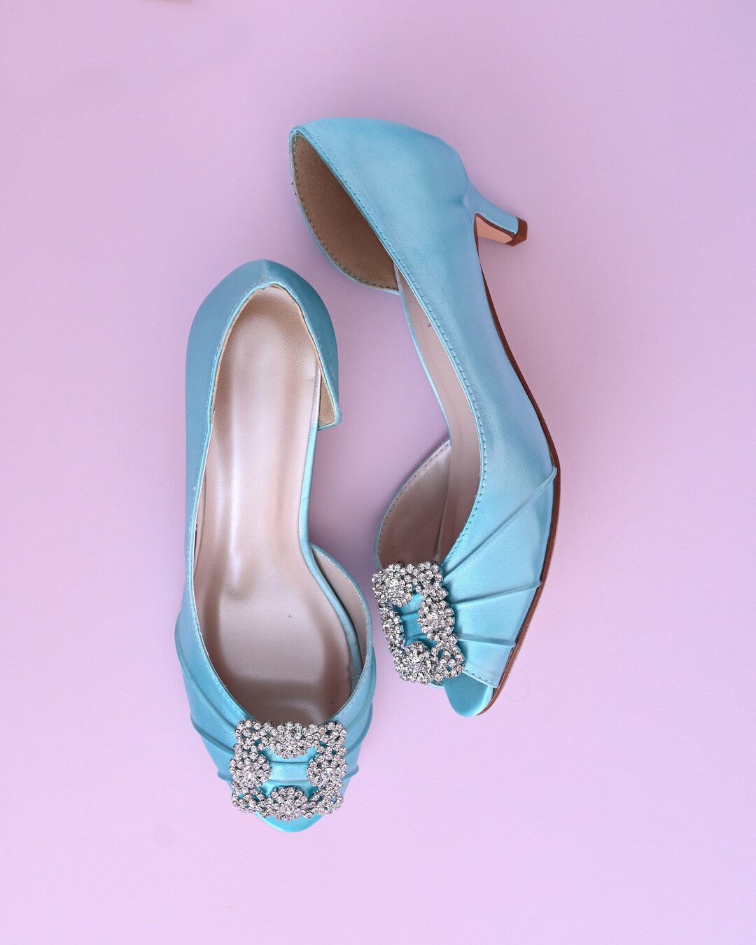 Blue Wedding Heels, Simple Bridal Heels, Light Blue Bridal Shoes, Blue ...