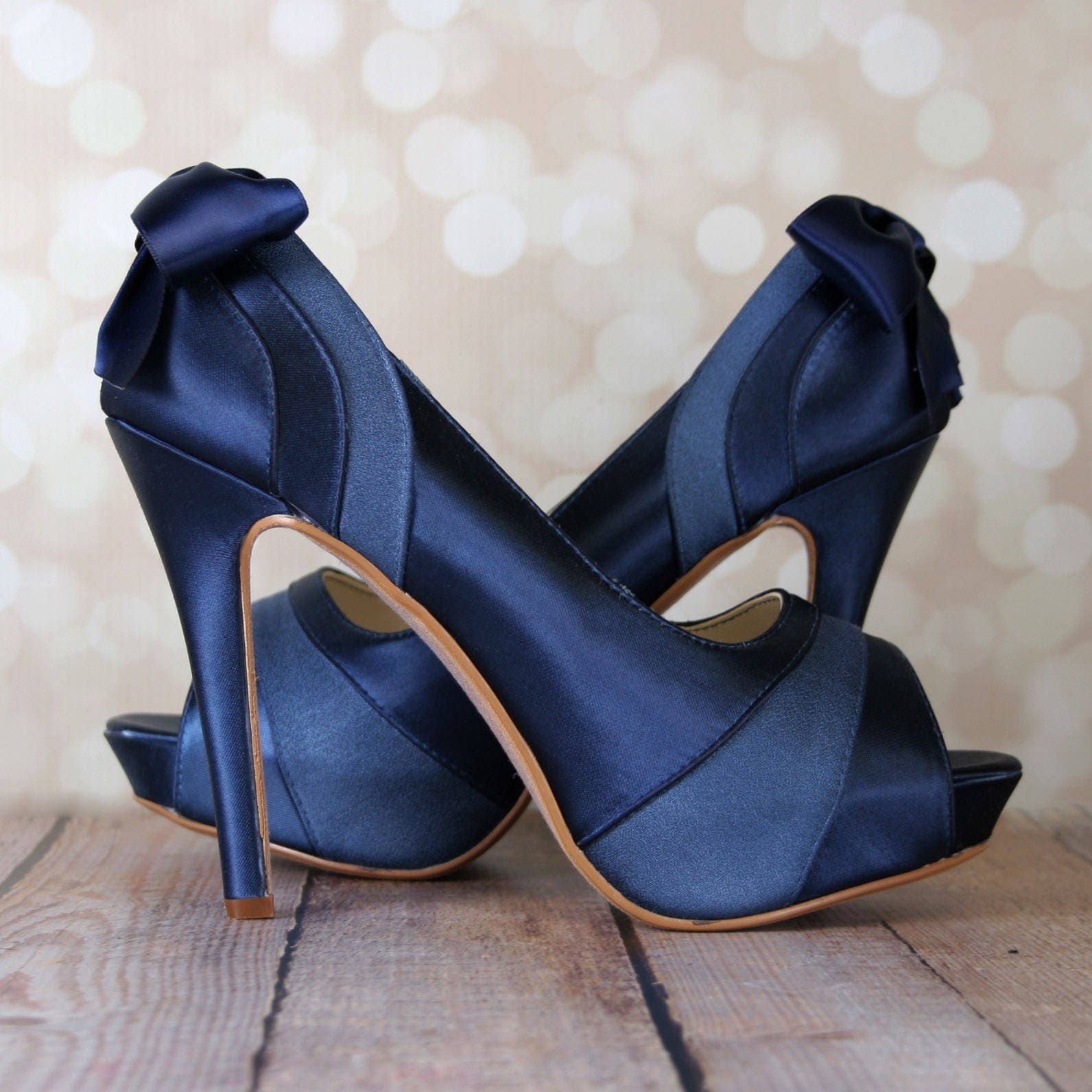 abstrakt med sig emulsion Navy Blue Wedding Shoes Platform Peep Toe Shoes Navy Blue | Etsy