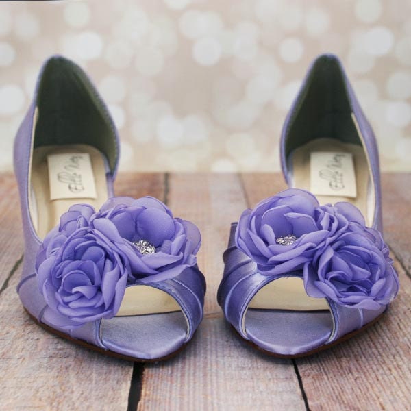 Purple low heel store shoes for wedding