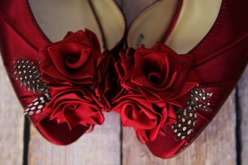 Wedding Shoes Rouge Peeptoes With Red Roses on Heel and Toe - Etsy