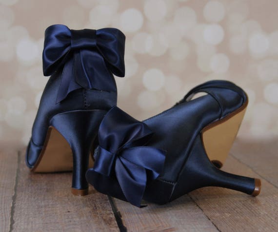 navy blue shoes with bow