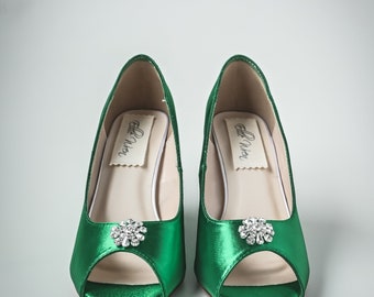 Emerald Shoes for Bride, Green Wedges, Emerald Green Bridal Wedges, Simple Wedding Shoes, Green Bride Shoes, Green Wedding Shoes