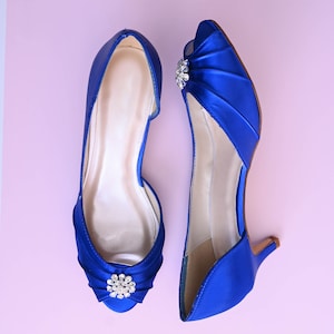Blue Bridal Heels, Royal Blue Wedding Shoes, Simple Wedding Shoes for Bride, Crystal Bridal Shoes, Custom Wedding Shoes, Blue Bride Shoes