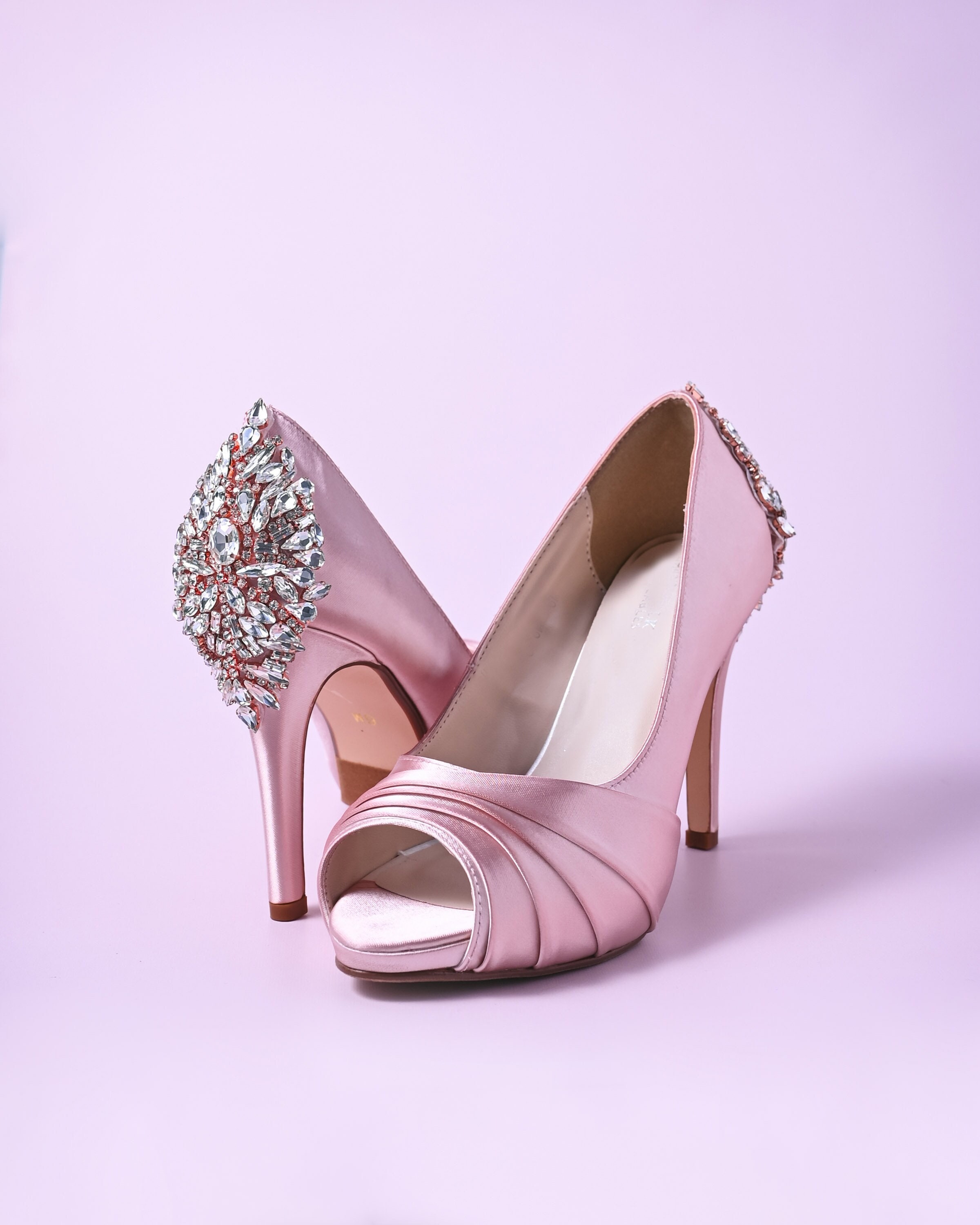 Pink Satin Ankle Straps Bow Evening Stiletto High Heels Sandals ...