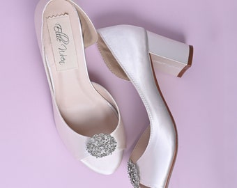 Sapatos de casamento marfim, sapatos de noiva de salto bloco, salto baixo, sapatos de noiva vintage, sapatos de casamento personalizados, sapatos de noiva marfim