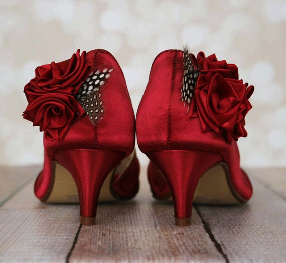 Zapatos de boda rojos para novia sin rosas rojas Zapatos de | Etsy México