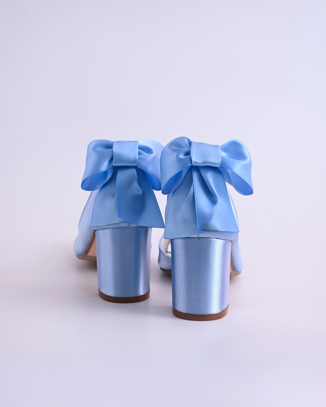 Cornflower Blue Wedding Shoes, Low Heel Bridal Shoes, Block Bridal