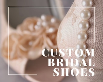 Custom Bridal Shoes, Wedge Wedding Shoes, Bridal Wedges, Lace Bridal Shoes, Pearl Bride Shoes, Design Your Own Wedding Shoes