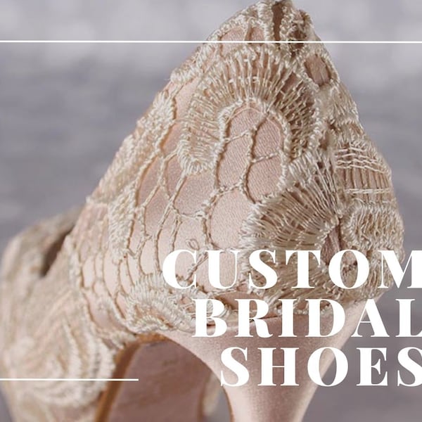 Design Your Own Wedding Shoes, High Heel Bride Shoes, Lace Bridal Heels, Custom Bridal Shoes, Ivory Wedding Shoes, Open Toe Bridal Shoes