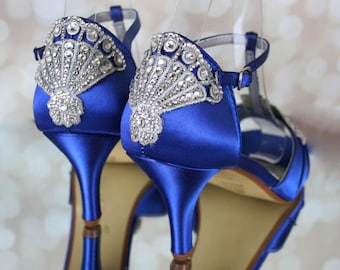 Custom Wedding Shoe Consultation, Blue Wedding Shoes, Vintage Wedding Shoes, Silver Crystal Heels, Something Blue, Bridal Shoes