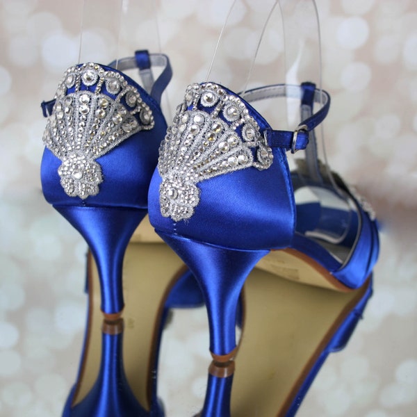 Custom Wedding Shoe Consultation, Blue Wedding Shoes, Vintage Wedding Shoes, Silver Crystal Heels, Something Blue, Bridal Shoes