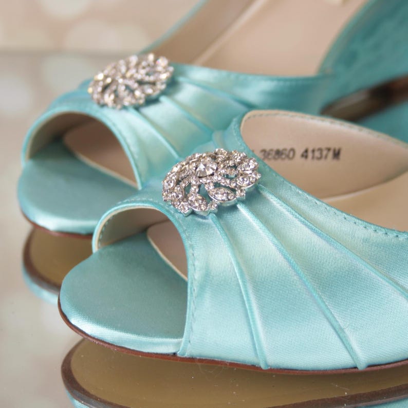 blue wedge bridal shoes