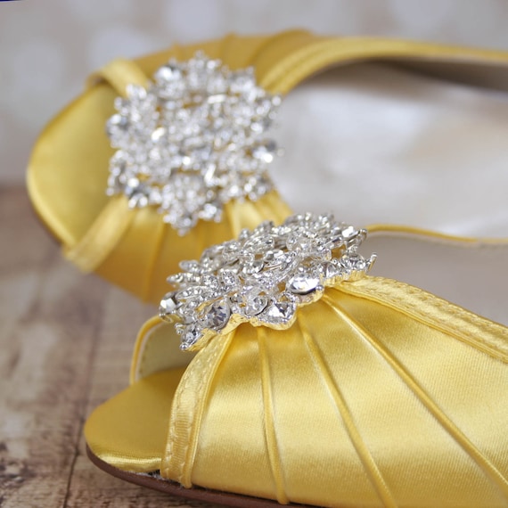 yellow wedding shoes low heel