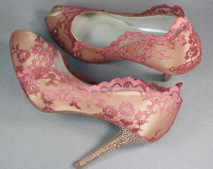 champagne peep toe shoes
