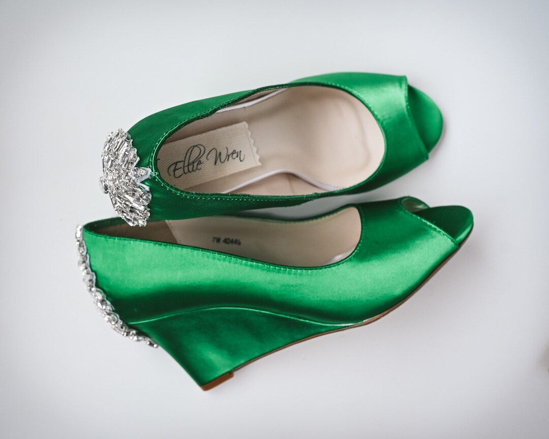 Buy Green Bridal Wedges, Green Bridal Heels, Wedge Bridal Shoes, Wedding  Wedges, Green Wedding Shoes, Green Shoes for Bride, Simple Wedge Heels  Online