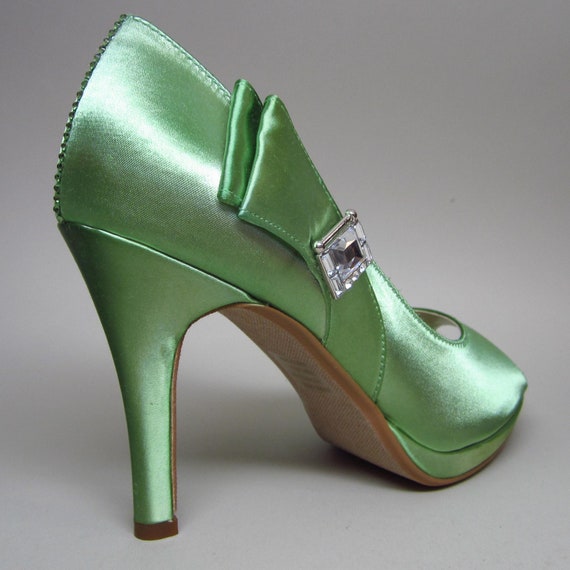 green satin shoes uk