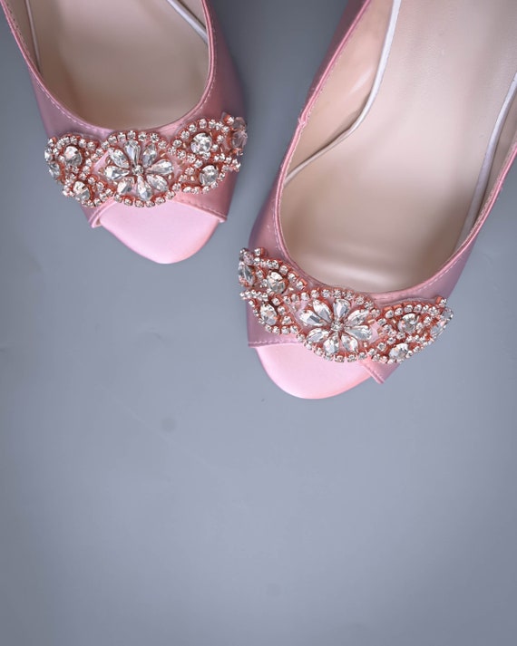 Blush pink heels with rhinestones sales