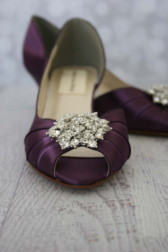 purple low heel shoes