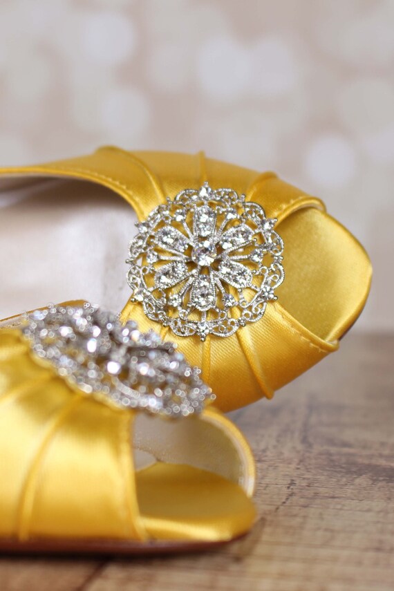 yellow wedding shoes low heel