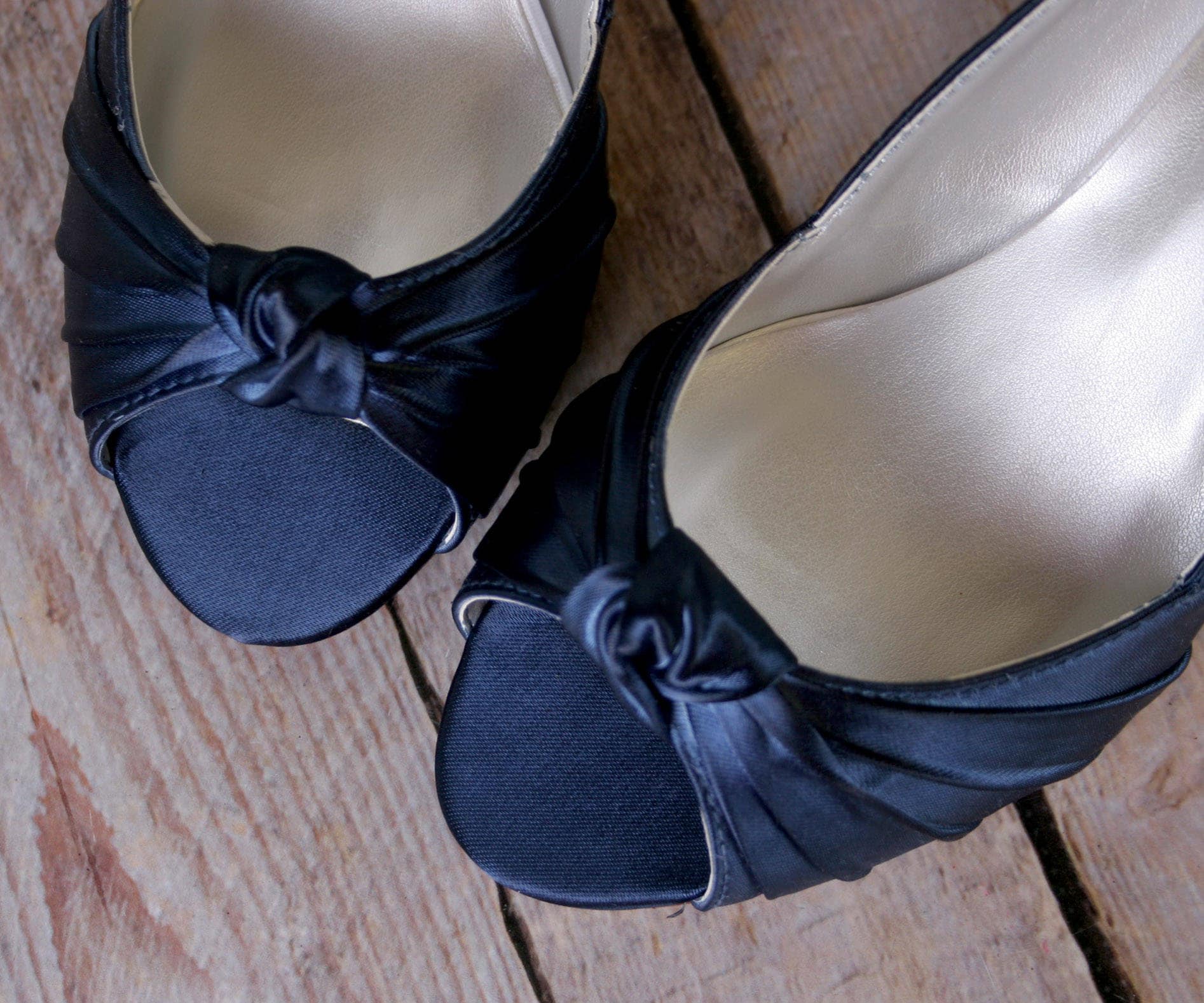 Navy Blue Wedding Shoes Low Heel Blue Bridal Accessories Bow