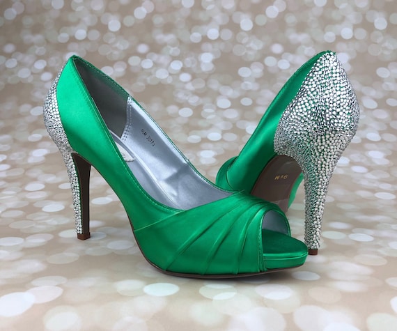 Zapatos de boda verdes para novia zapatos de boda Bling | Etsy España