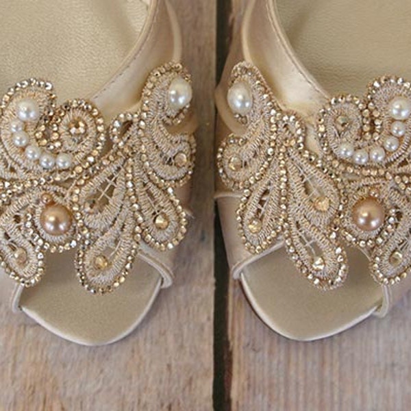Custom Wedding Shoes, Ivory Bridal Heels, Champagne Bridal Shoes, Lace Wedding Shoes, Crystal Bride Shoes, Pearl Wedding Shoes, Bride Shoes