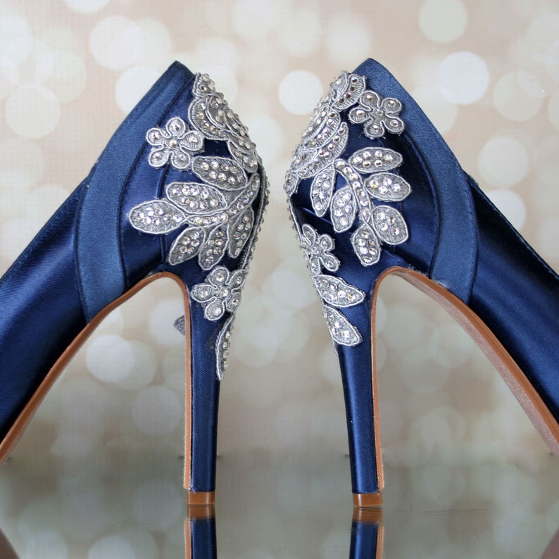 Wedding Shoes Navy Blue Wedding Shoes Bridal Heels Custom - Etsy