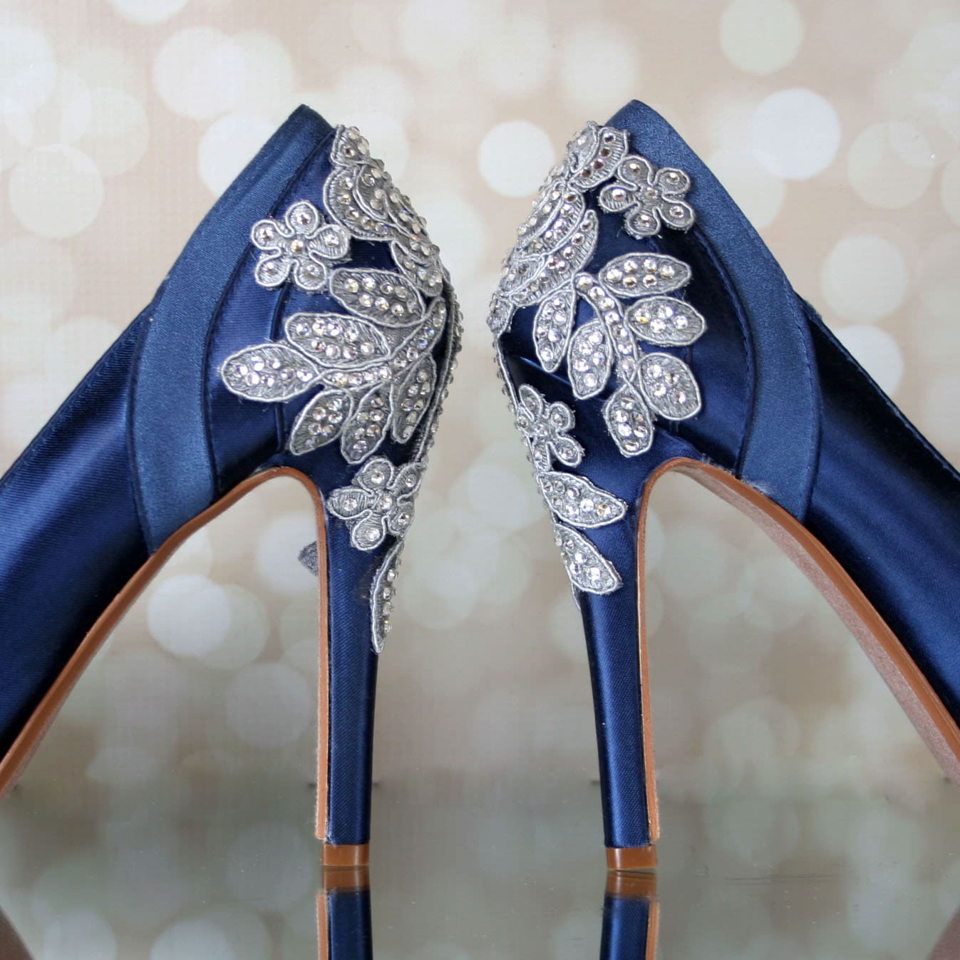 Wedding Shoes Navy Blue Wedding Shoes Bridal Heels Custom ...