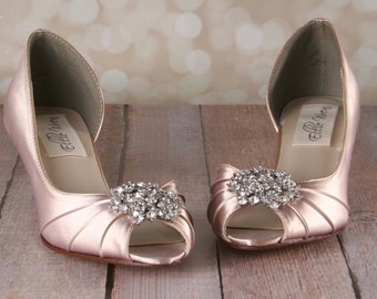 Blush Wedding Shoes Bling Wedding Shoes Low Heel Bridal Heels
