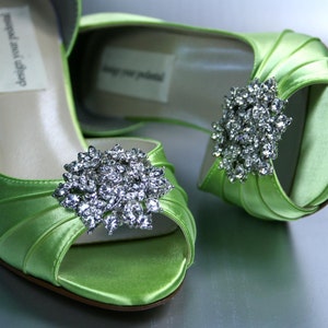 Green Wedding Shoes, Simple Shoes for Bride, Custom Wedding Heels, Green Bridal Heels, Bling Bridal Shoes, Lime Green Wedding Shoes