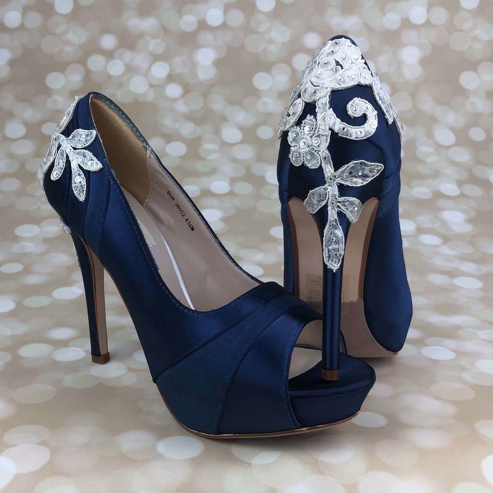 Wedding Shoes Navy Blue Wedding Shoes Bridal Heels Custom | Etsy