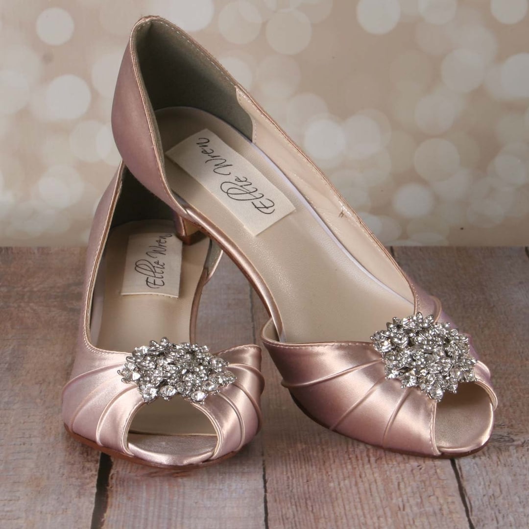 Blush Wedding Shoes Bling Wedding Shoes Low Heel Bridal Heels