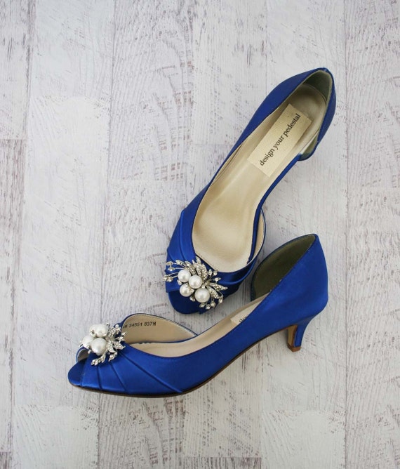 Zapatos de boda de tacón bajo zapatos de boda azules para - Etsy España