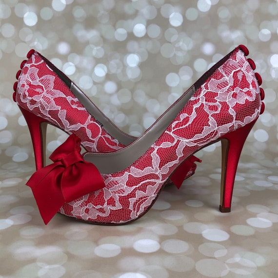 Scarpe da sposa rosse per la sposa scarpe da sposa in pizzo | Etsy Italia