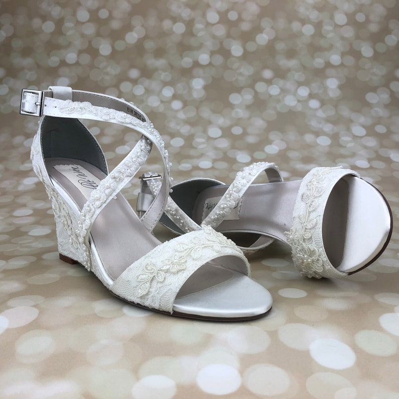 Ivory Wedding Wedges Lace Wedding Shoes Ivory Wedge Shoes