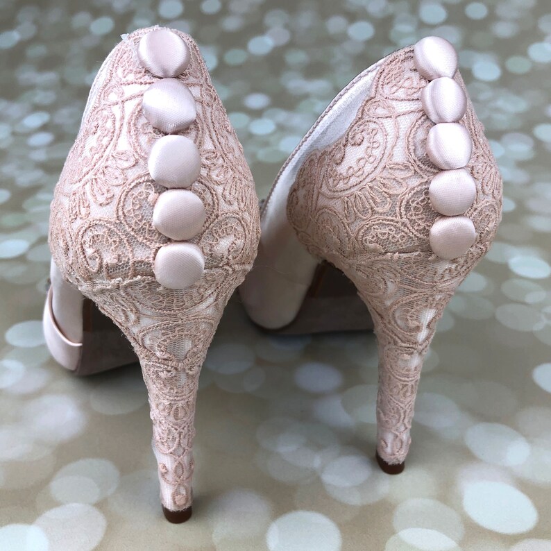 Blush Wedding Shoes for Bride Lace Bridal Shoes Blush Bridal Etsy