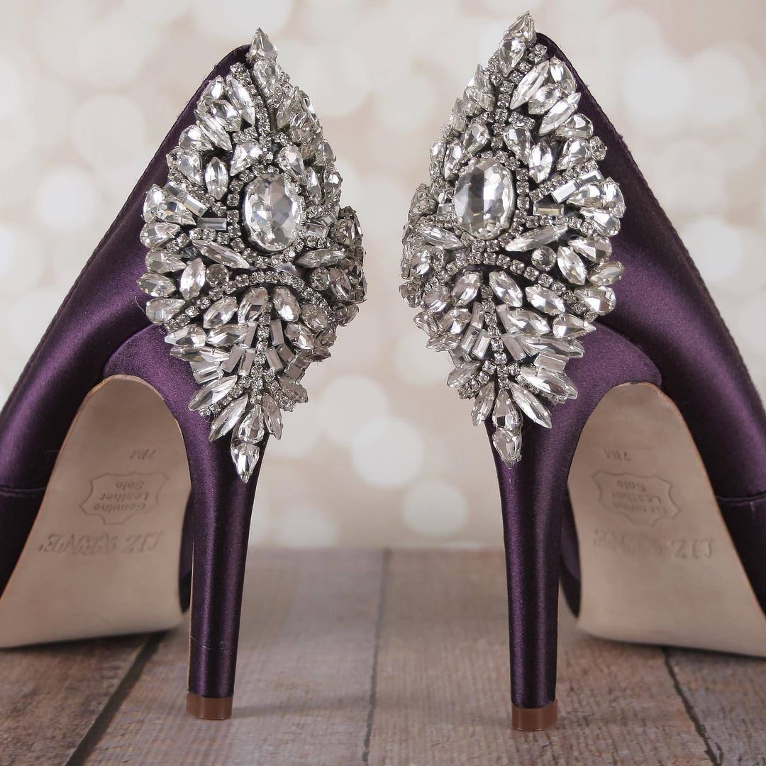 Wedding Shoes Bridal Heels Crystal Shoes Purple Wedding - Etsy