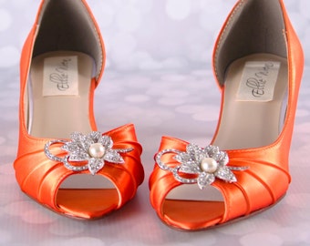 Wedding Shoes for Bride, Orange Wedding Shoes, Bride Shoes - Main Image