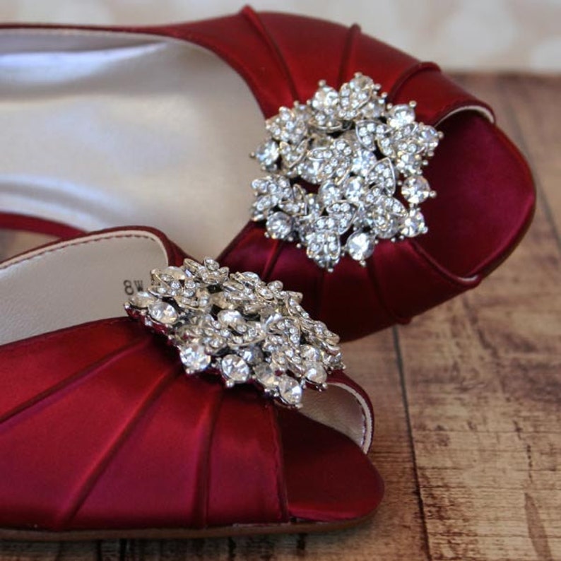 Red Wedding Shoes for Bride Red Bridal Shoes Low Heel - Etsy