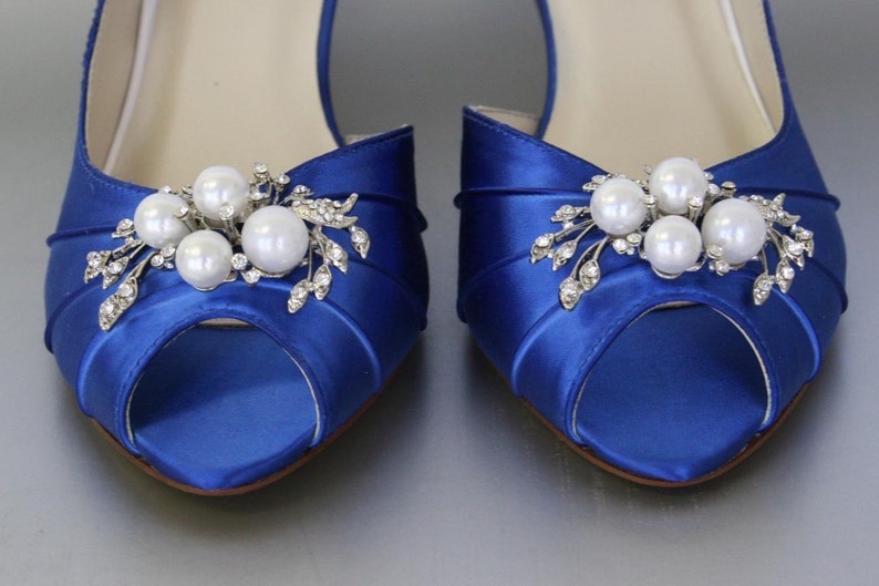 Blue Wedding Shoes Low Heel Wedding Shoes Open Toe Wedding Etsy