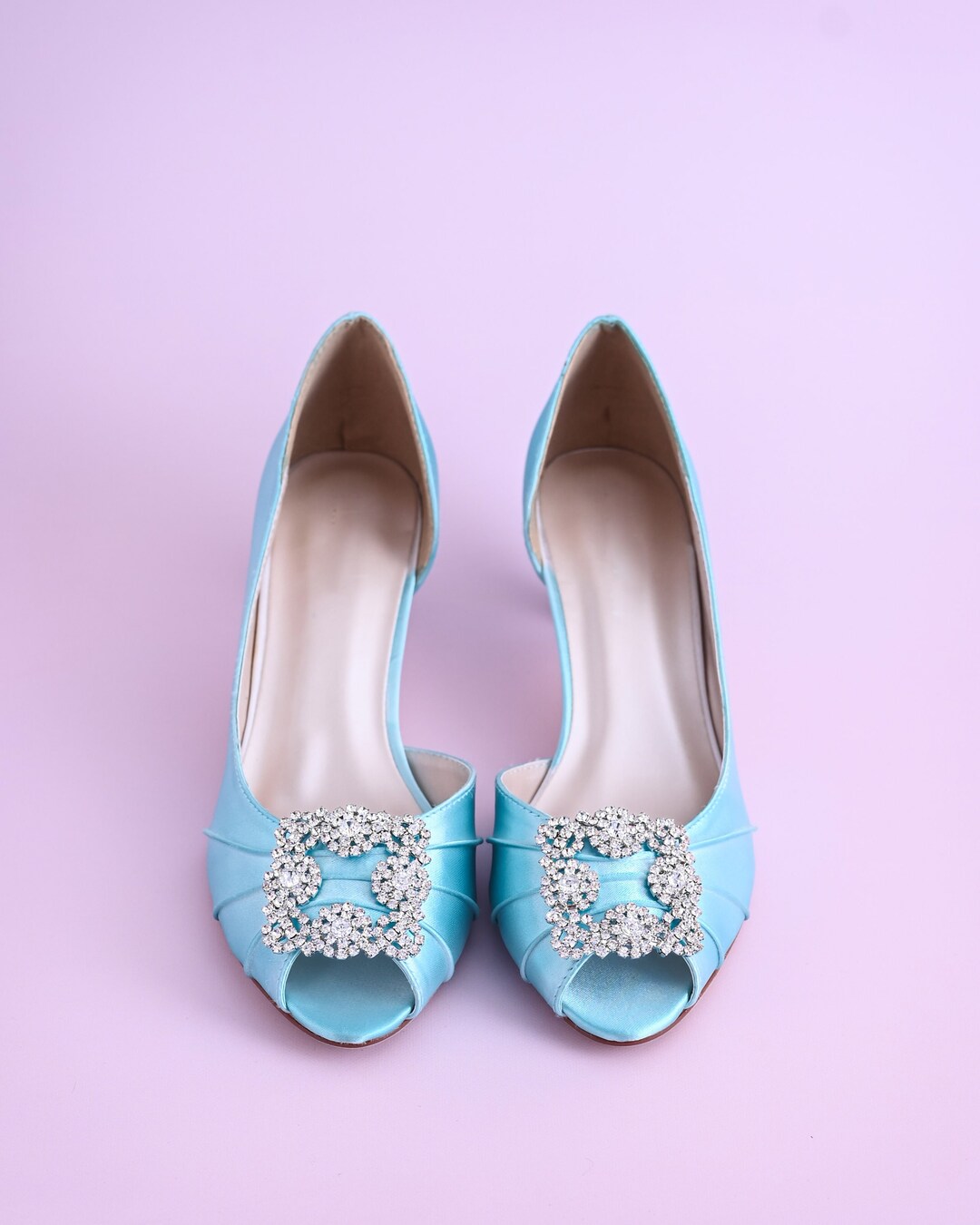 Simple Bridal Heels, Light Blue Bridal Shoes, Blue Wedding Shoes, Blue ...