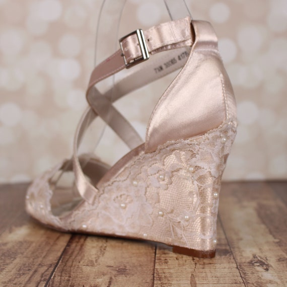 Wedding Wedges Champagne Wedding Shoes Custom Wedding Shoes - Etsy