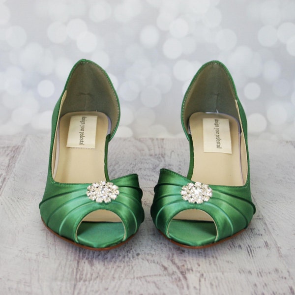 Scarpe da sposa verde tacco basso, scarpe da sposa per la sposa, scarpe tacco basso, scarpe da sposa tacco basso, tacchi da sposa verdi, scarpe da sposa semplici