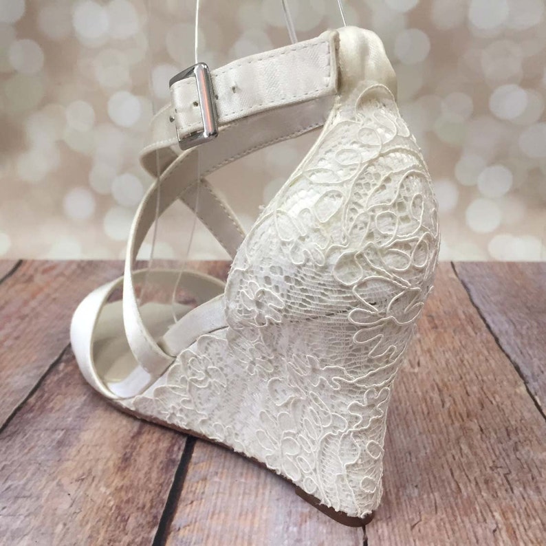 Ivory Wedding Shoes Lace Wedding Wedges Ivory Lace Wedges