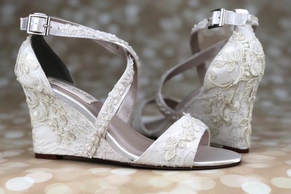 Buy > wedge ivory wedding shoes > in stock