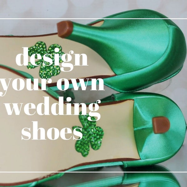 Custom Bridal Heels, St. Patrick's Day Wedding, Four Leaf Clover Shoes, Green Wedding, Shamrock Wedding Shoes, Lucky Bridal Shoes