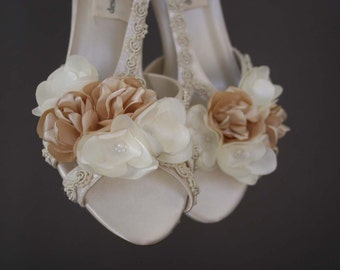Wedge Wedding Shoes, Ivory Wedges, Wedding Shoes, Wedges, Wedge, Lace Wedding Shoes, Ivory Lace Wedding, Pearl Buttons, Wedges Ivory Lace